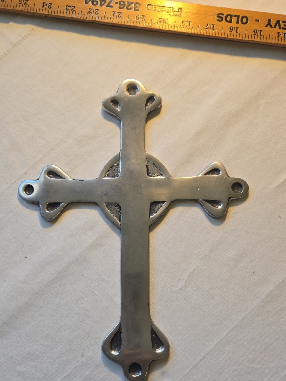 Silver Metal Cross Wall Decor - Polished Finish